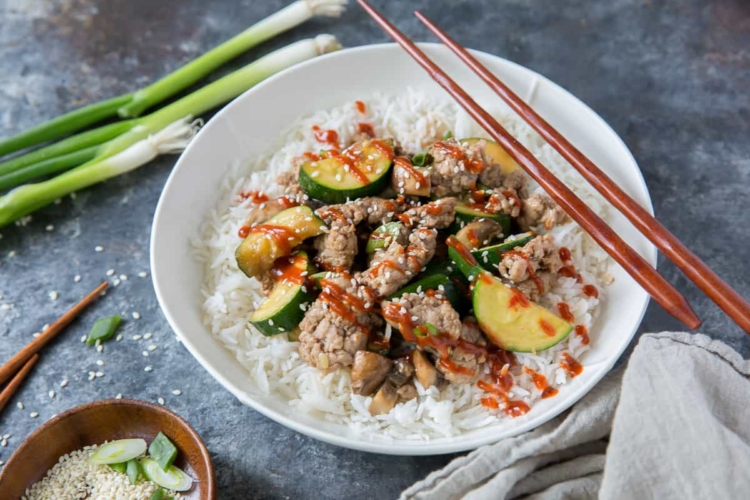 Ground Pork Stir Fry with Zucchini & Mushrooms | Wholesome Made Easy