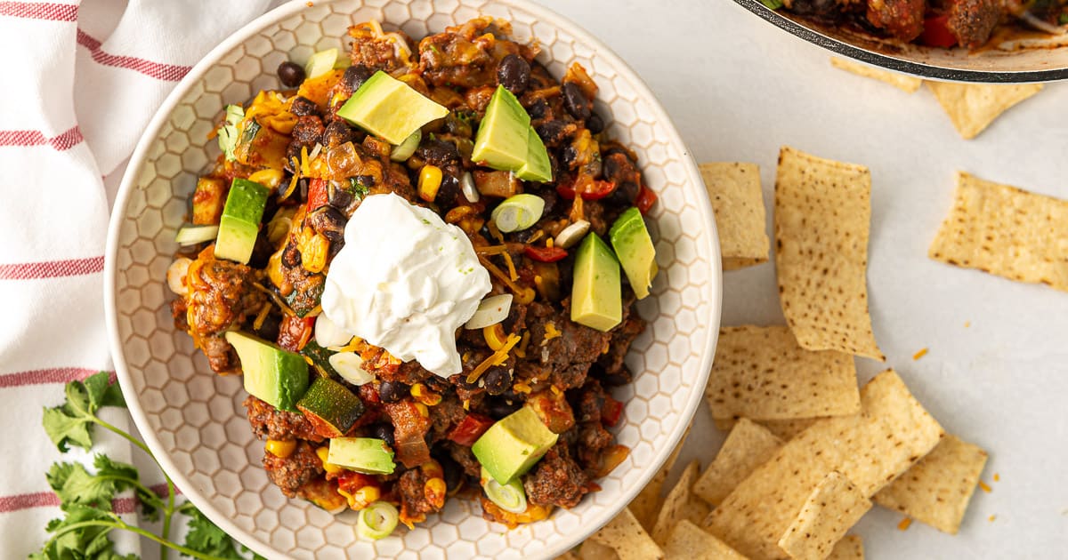 Loaded Taco Skillet (One-Pot-30 Minutes!) | Wholesome Made Easy
