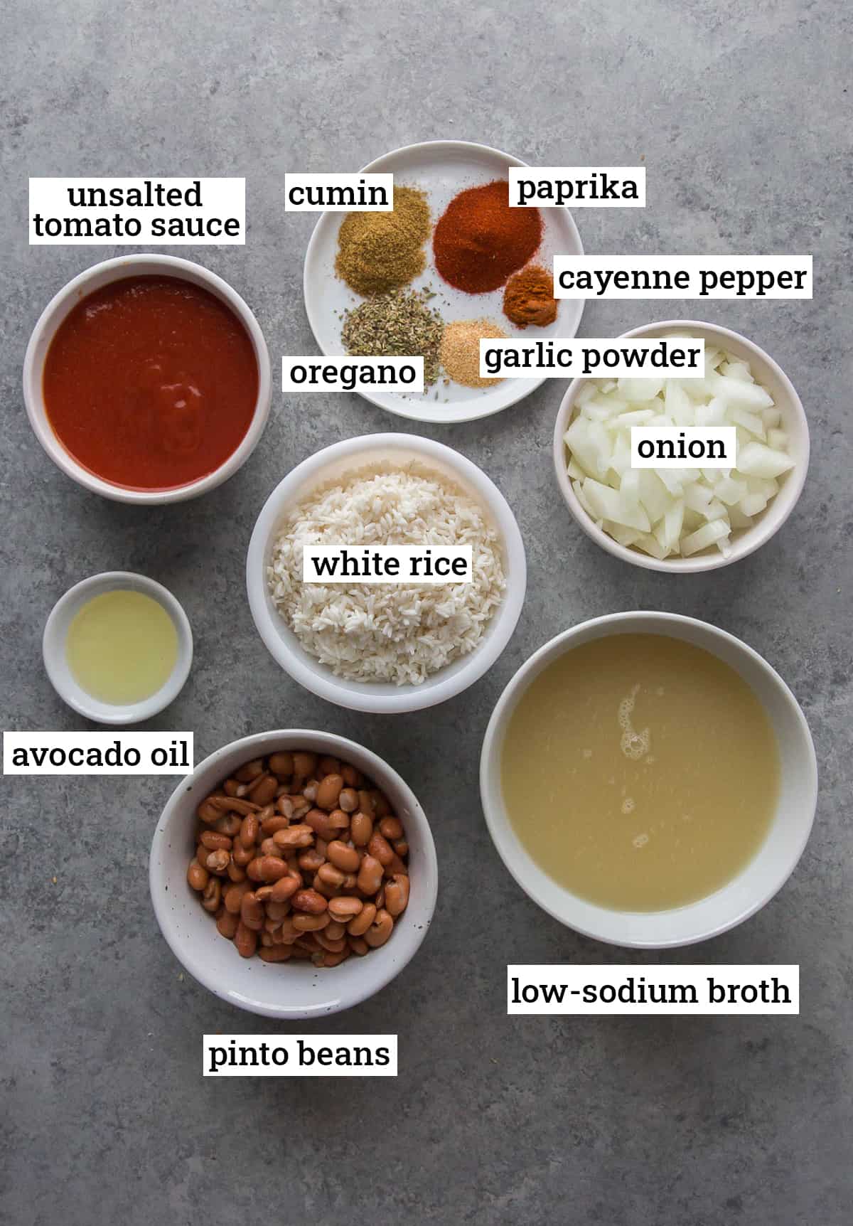 Ingredients for Low Sodium Spanish Rice and Beans