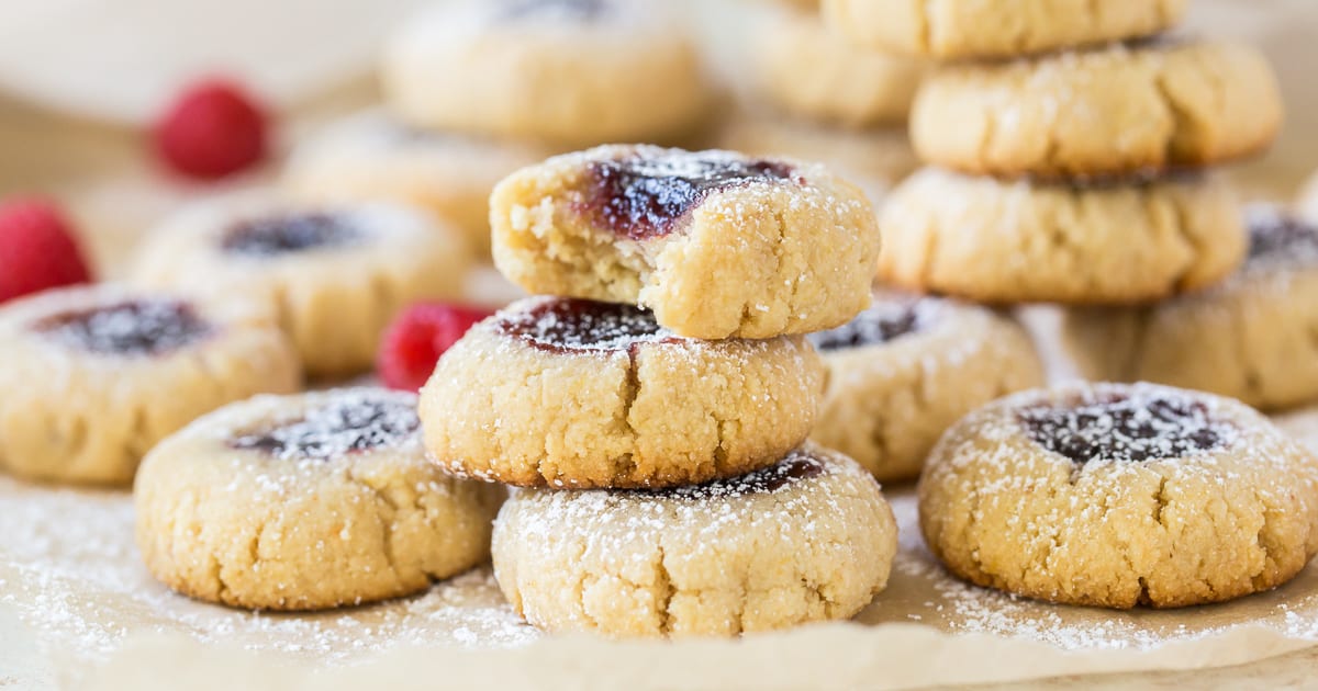 Raspberry Almond Thumbprint Cookies | Wholesome Made Easy