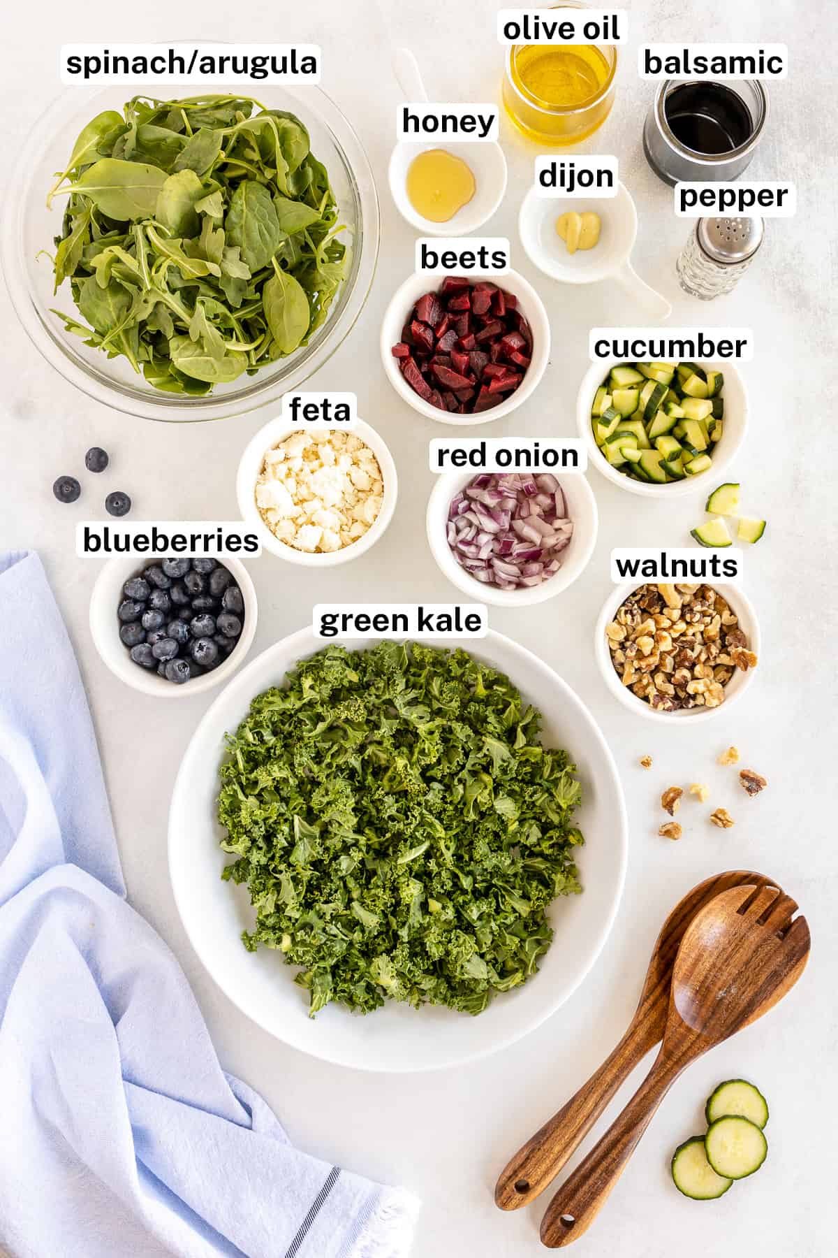 The ingredients for Blueberry Beet Salad with text.